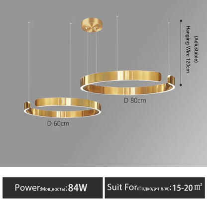 Nordic Led Ring Chandelier Modern Design Rose Gold Black White and Gold Lamp