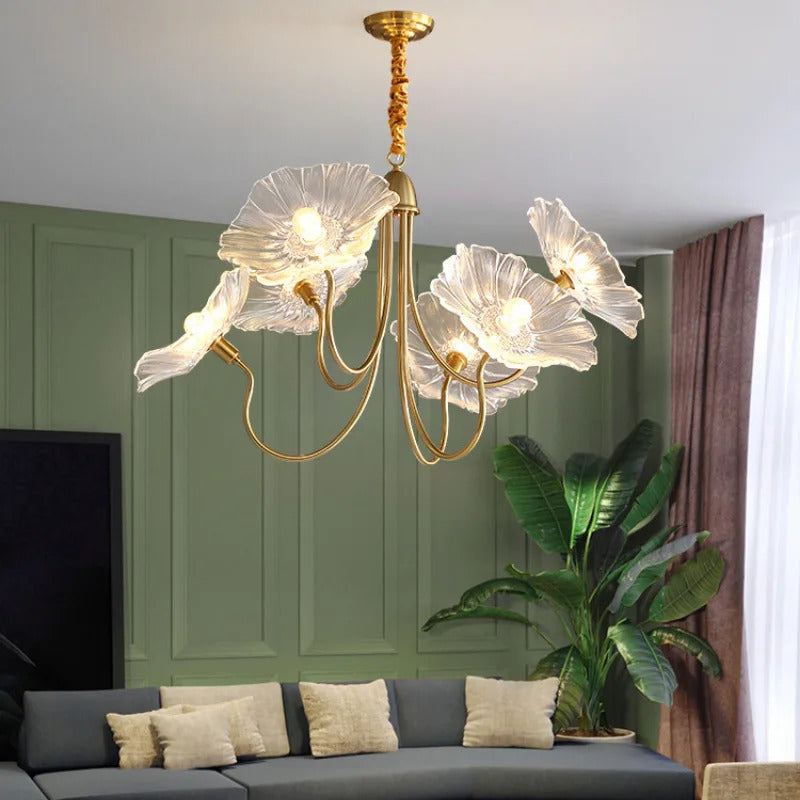 Lotus Flower Chandelier Modern Glass Flowers Led Chandelier