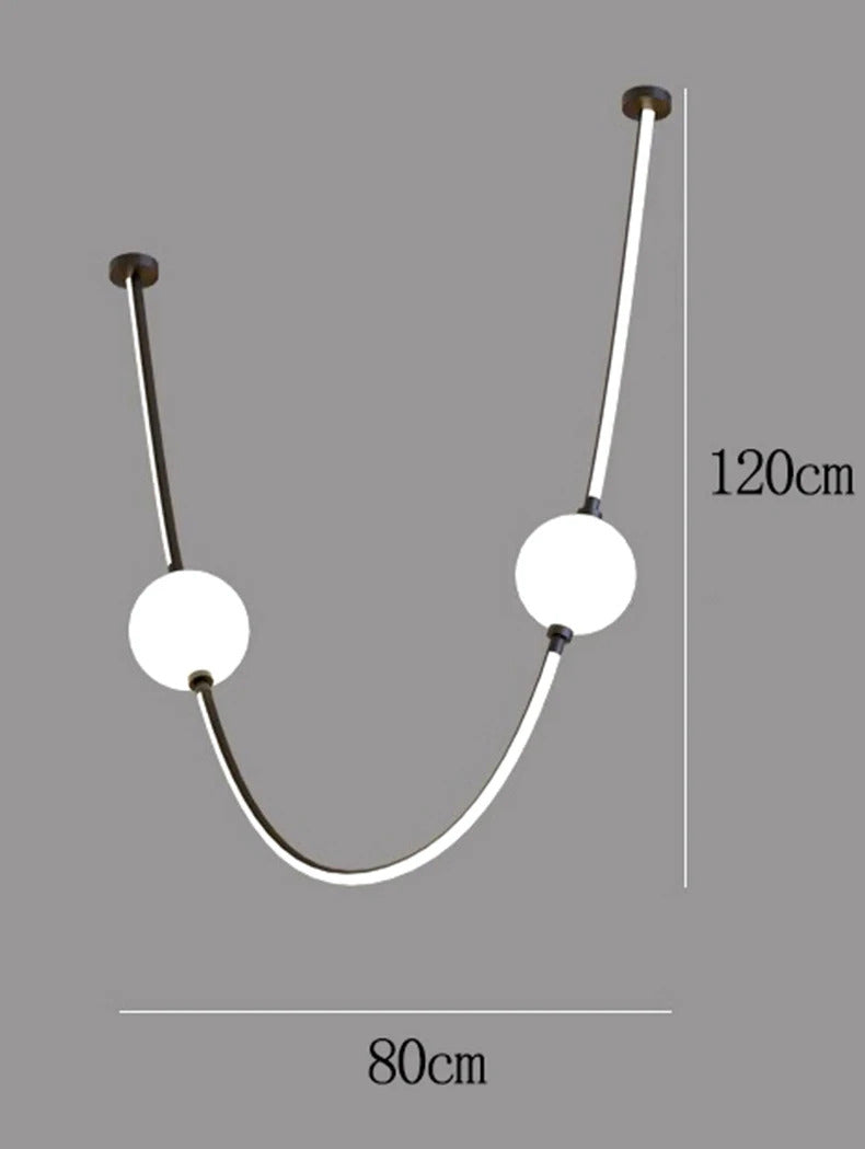 Postmodern glass ball chandelier nordic led curve light Dimmable staircase lamp