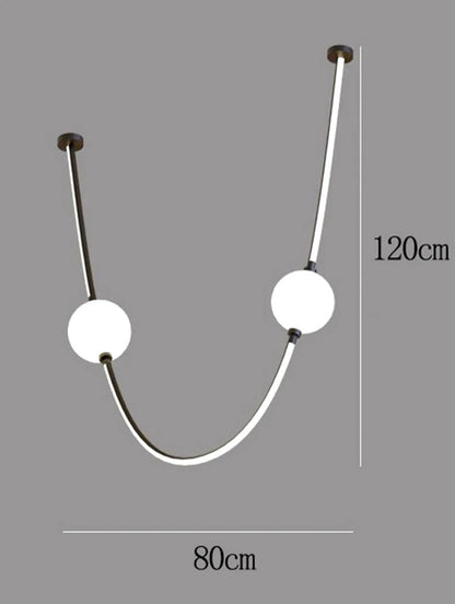 Postmodern glass ball chandelier nordic led curve light Dimmable staircase lamp