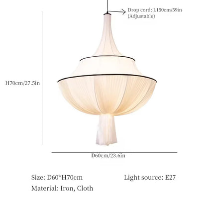 Vintage Cloth Pendant Light French Medieval Pendant Lamp