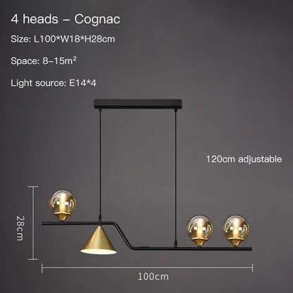 Lustre de vidro escandinavo, candeeiro suspenso, lustre de teto para cozinha e sala de jantar.