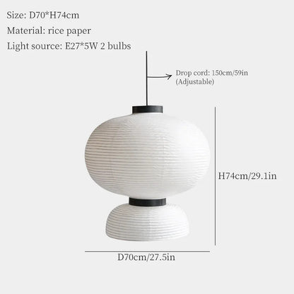 Wabi-sabi Pendant Lamp Rice Paper Pendant Light for Living Room Bedroom Restaurant Home Decor Japan Style Chandelier