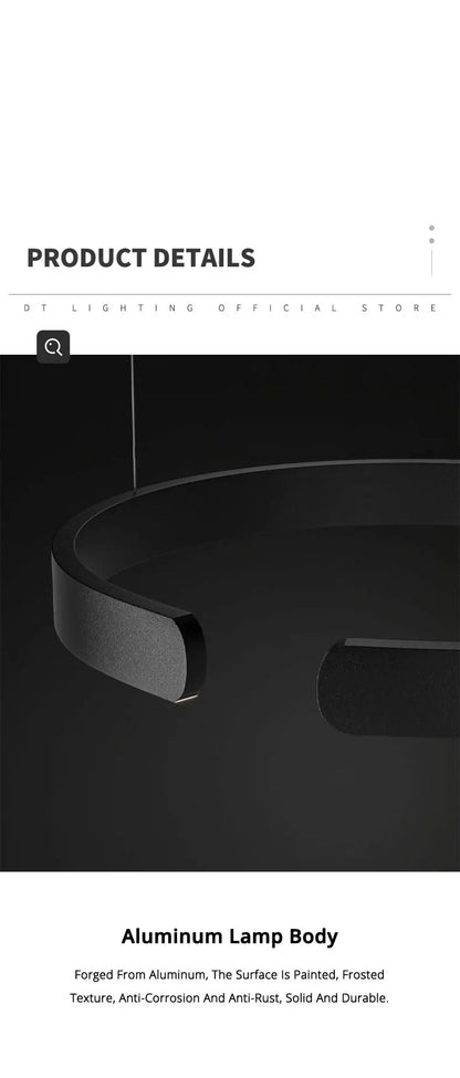 Nordic Led Ring Chandelier Modern Design Rose Gold Black White and Gold Lamp