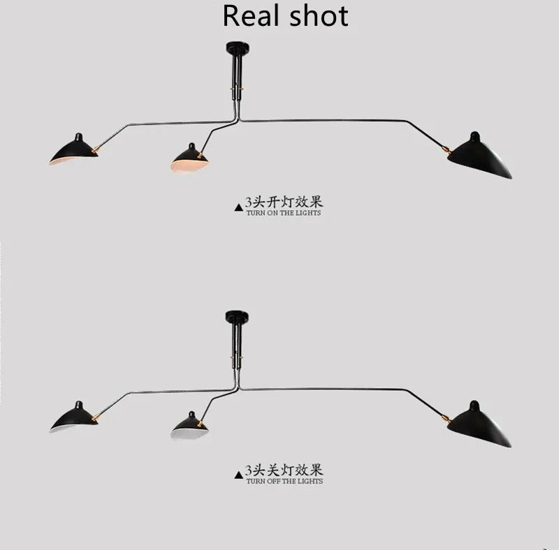 Mouille Ceiling Lamp Nordic Spider Pendant Light Multi 3/6heads for Living Room Bedroom Black Luminaire Home Decor