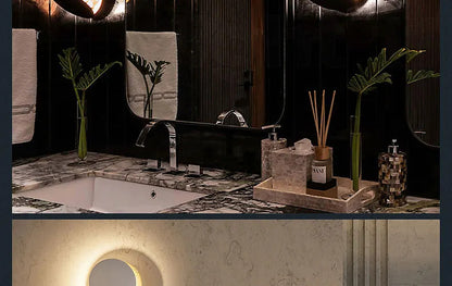 Modern Texture Designer round Wall Lamp Rotatable Black Gold round Sconce light