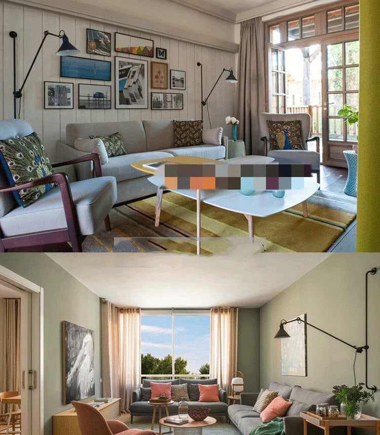 Nordic simple long black wall light Industrial Pole Swing Arm vintage Reading wall lamp