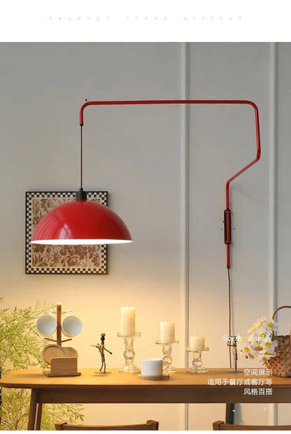 Red Rocker Chandelier Modern Folding Retractable Wall Lamp Long Arm Chandelier