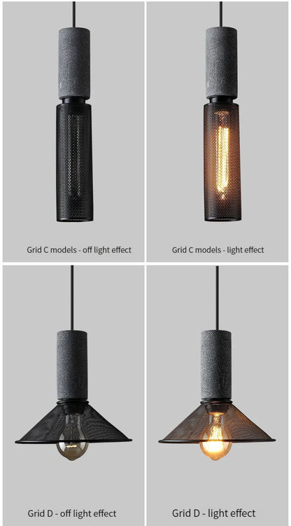 Industrial Concrete Pendant Light Home Decoration Chandelier Fixture Iron Shade Cement Hanging Lamp