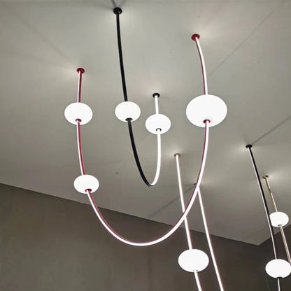 Postmodern glass ball chandelier nordic led curve light Dimmable staircase lamp