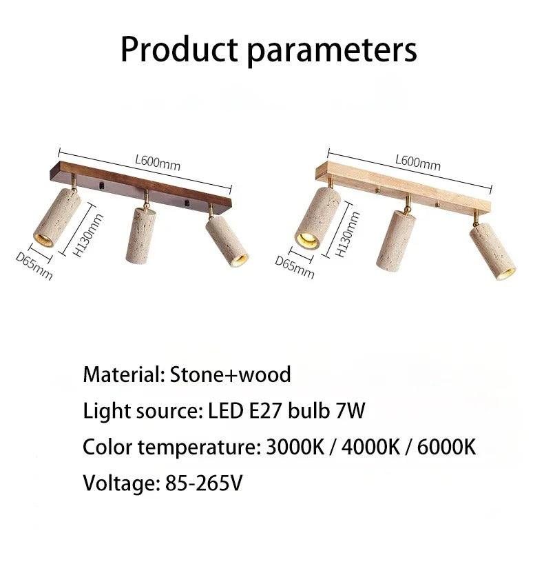 Yellow Travertine Ceiling Lamp for Bedroom Home Decor Lighting Fixtures