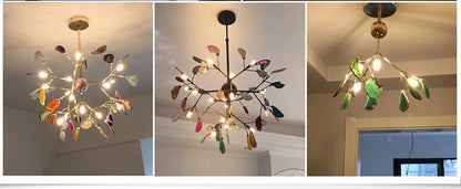 LED agate chandelier blue/green/purple/pink romantic chandelier