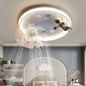 Modern Kids Room Ceiling Fan Light Cartoon Moon Astronaut children bedroom hanging Light