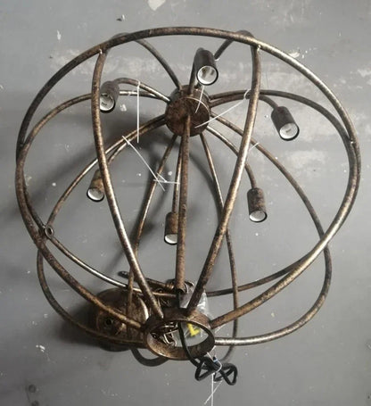 Retro Wrought Iron Chandelier Rustic Orb Vintage Crystal Bird Cage pendant lamps