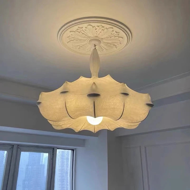 Modern Japanese Wabi Sabi Silk Pendant Lamp Living Dining Room Bedroom Ceiling Chandelier