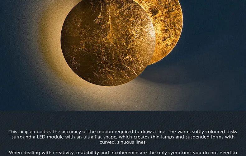 Modern Texture Designer round Wall Lamp Rotatable Black Gold round Sconce light