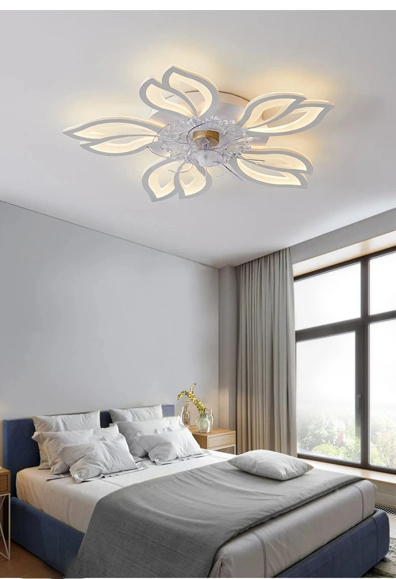Modern Ceiling Fans with Lights, Fan Lamp Petal Ceiling Fan for Bedroom/Living Room