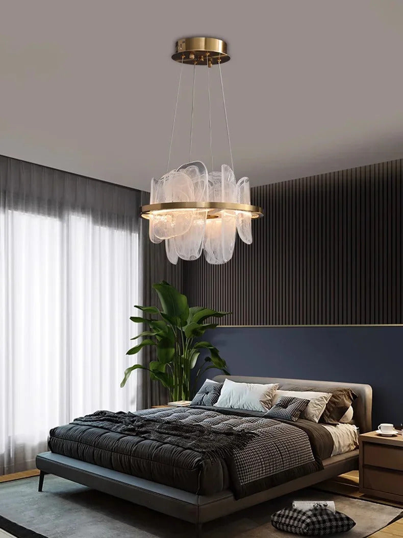 Modern Luxury crystals Ring Chandelier Italian designer glass golden pendant light