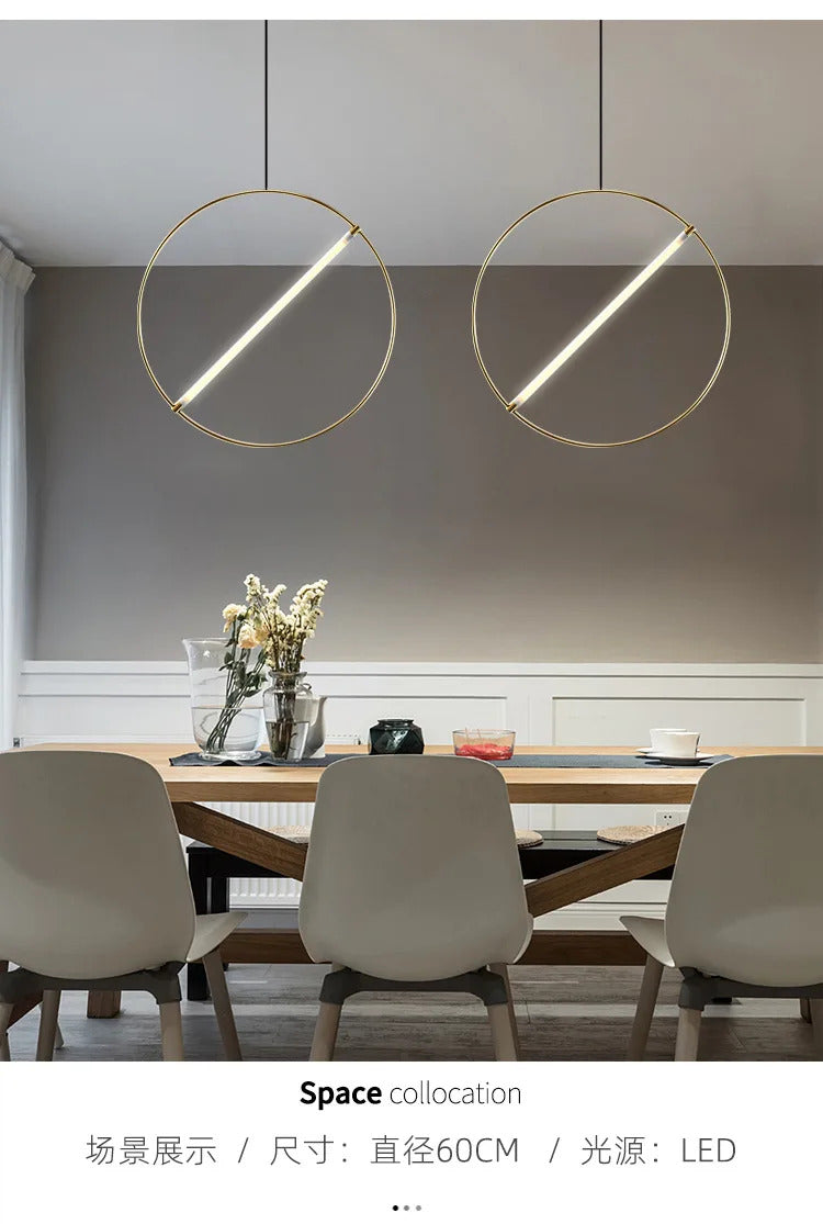 Round Suspension lamp Post-modern ring pendant light