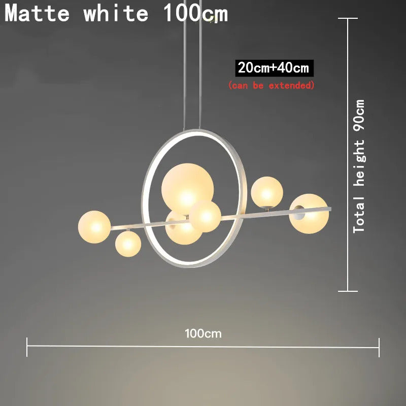 Nordic linear chandelier Kitchen Island light Restaurant ball glass lamp