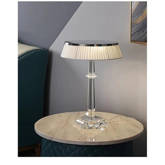 French Crystal Body Table Lamp Living Room Luxury Atmosphere Bedroom Study Designer Art Fabric Lampshade Villa LED Light Decor