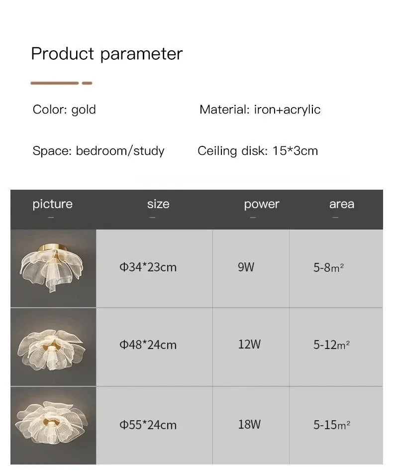 Flower Ceiling Light Bedroom Entrance Hallway Dining Room Lighting Fixture