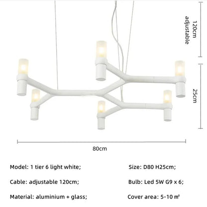 Crown Major Chandelier Nordic Tube Silver Chandelier Modern Led Luxury Chandelier