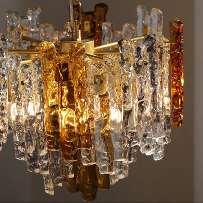 Modern Melting Ice Whiskey chandelier Italy Designer Luxury crystals Amber pendant lamps