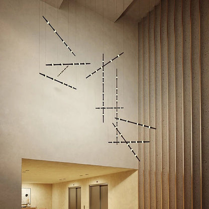 Novelty LED Aluminium long strip lamp Staircase Chandelier