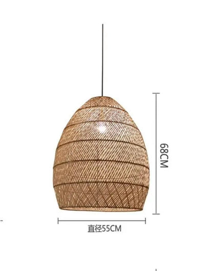 Natural Rattan wicker hanging lamp Chinese Style suspension