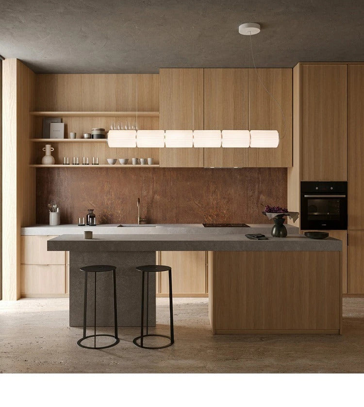 Restaurant Long Stripe Pendant Light Smoke Gray Glass Lampshade Nordic Led Hanging Light Living Dining Room Decor Pendant Lamp