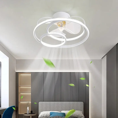 Modern simple LED Ceiling Fan Lamp with remote control Dining Room Bedroom Indoor lighting