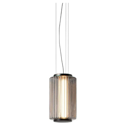 Restaurant Long Stripe Pendant Light Smoke Gray Glass Lampshade Nordic Led Hanging Light