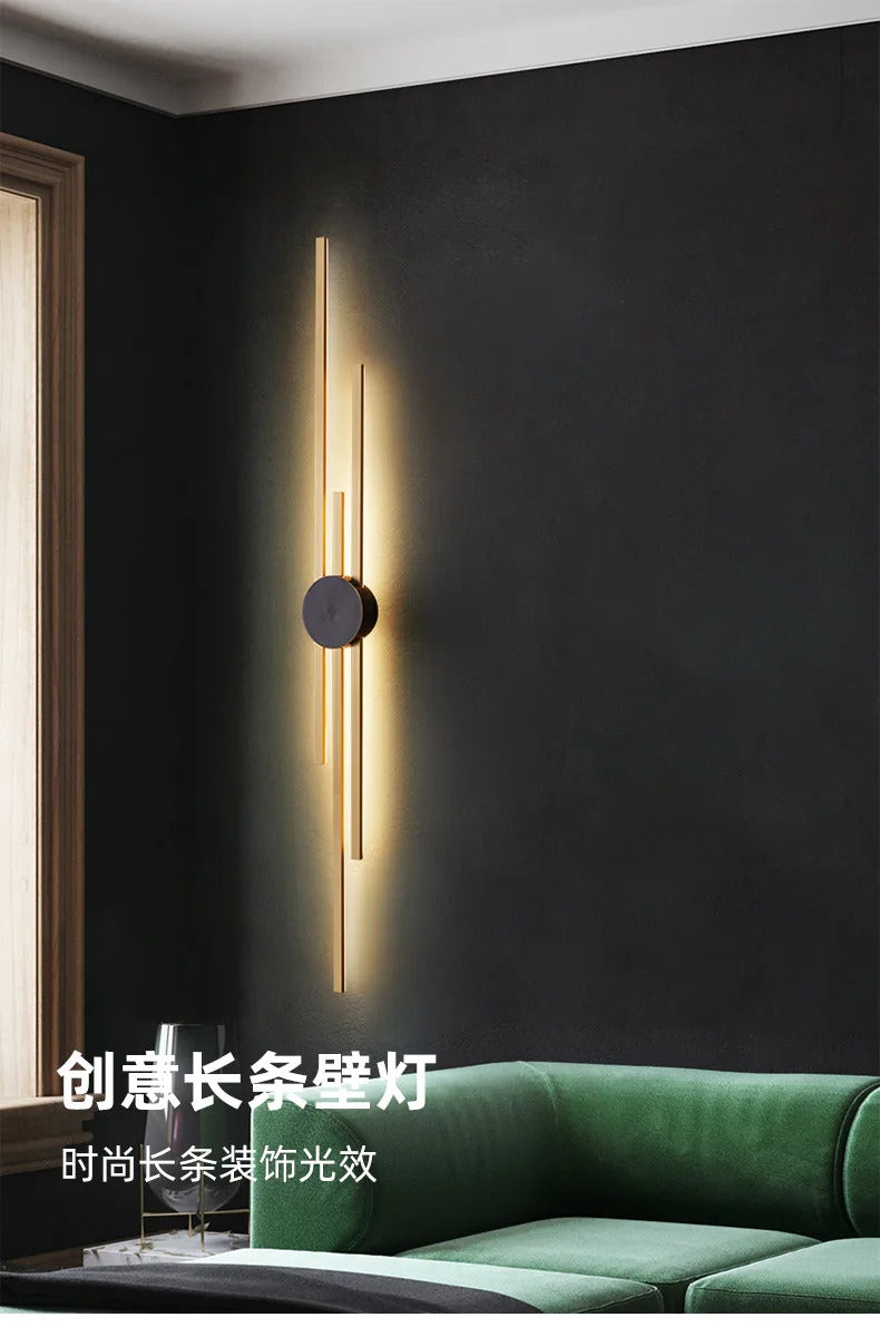 Modern Long Wall Lamp luxury minimalist black gold background LED Wall lights