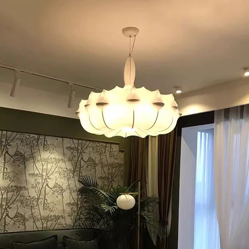 Modern Japanese Wabi Sabi Silk Pendant Lamp Living Dining Room Bedroom Ceiling Chandelier