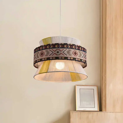 Bohemian Pendant Light Retro Cotton Rope Woven Chandeliers