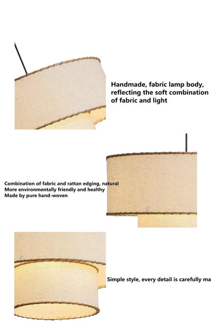 French Style Fabric Pendant Lamp Wabi Sabi Handmade Pendant Light