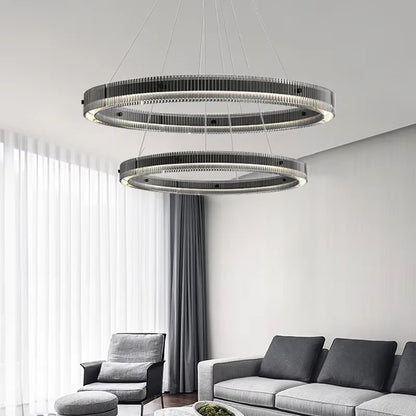 Modern black round chandelier Nordic simple glass lampshade ring LED pendant lights