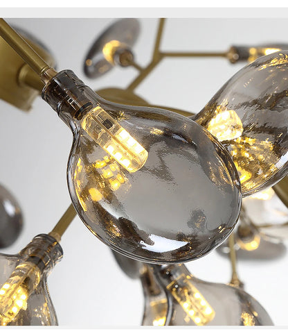 Nordic firefly chandelier Stylish Tree Branch Black Gold glass light