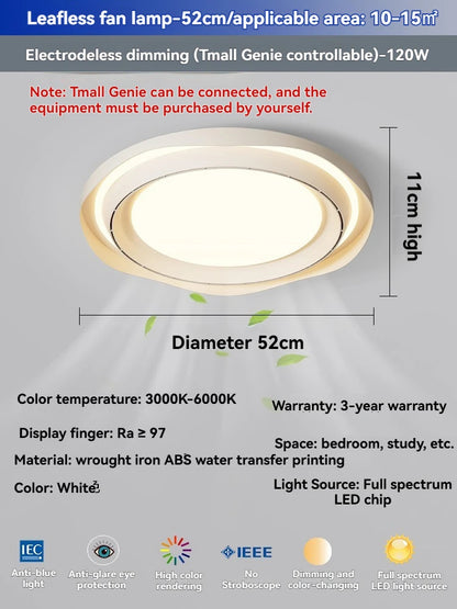 Modern Bladeless Ceiling Lamp Fan Living Room Silent Air Circulation Fan