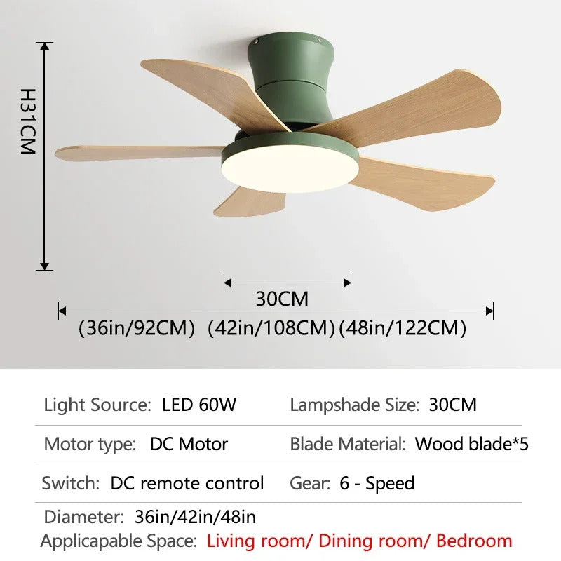 Nordic colorful Ceiling fan light Modern Children bedroom Indoor Ceiling fan lamp
