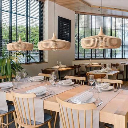 Clava Dine log Wood Pendant lamp birdcage denmark designer lamp for Dining Room Study Living Room Table Decoration loft lamp