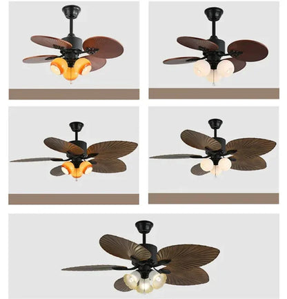 American Retro ceiling Fan Light European Mid-Century vintage Luxury chandelier Remote Fan