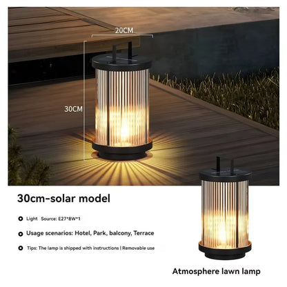 Modern Simple Clear Glass Landscape Lights Lantern Garden Solar Outdoor Light Courtyard Lawn Balcony Decoration Floor Lights