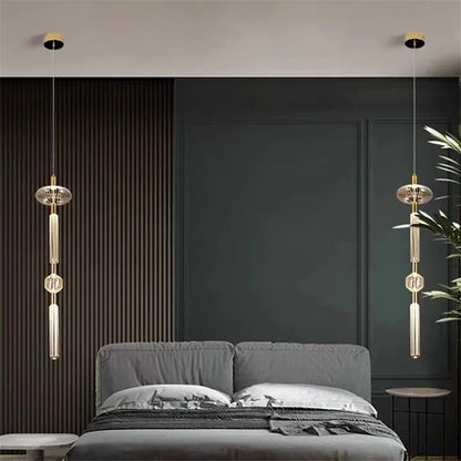 Cipher Multi Pendant light Luxury Clear Glass pipe Chandelier