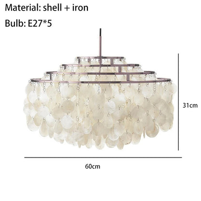 Real Shell Pendant Lights Gold Chrome Metal Romantic Beautiful Hanging Lamp Euphonious Voice E27 For Foyer Bedroom Dining Room