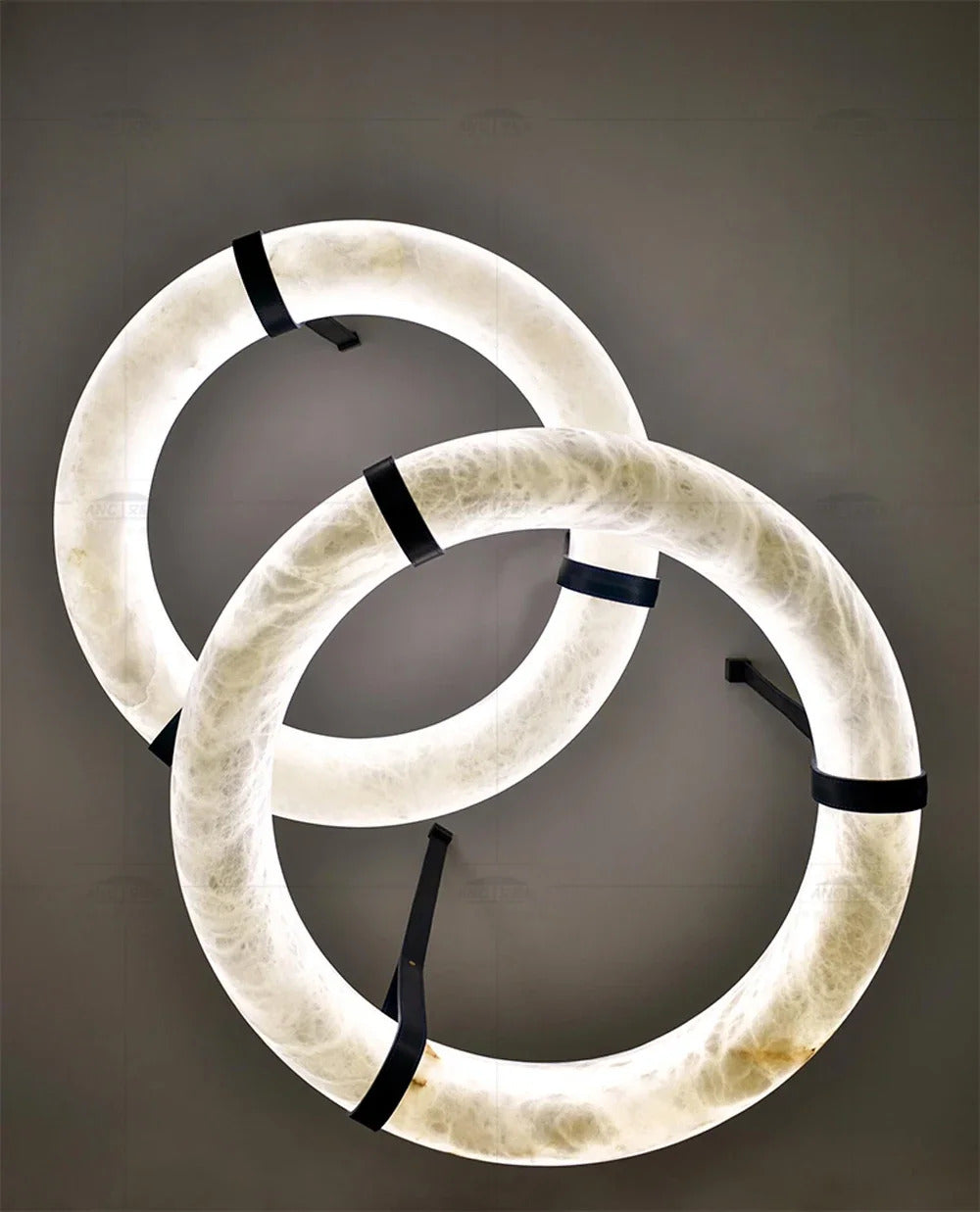 Hot selling high-end living room main light, round all copper leather pendant light, Spanish marble pendant light