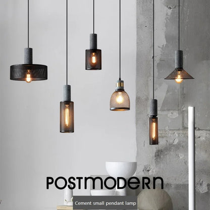 Industrial Concrete Pendant Light Home Decoration Chandelier Fixture Iron Shade Cement Hanging Lamp