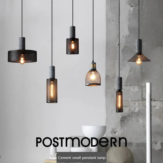 Industrial Concrete Pendant Light Home Decoration Chandelier Fixture Iron Shade Cement Hanging Lamp