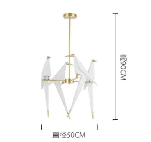 Perch Light Chandeliers designer bird lamps For Restaurant Children's Room paper cranes origami lamp bedroom room Swing light